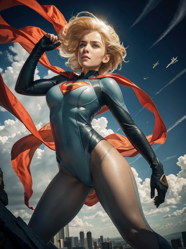 As the sun's rays bathe the city below, Superman hovers high above, his cape fluttering in the wind. His sharp gaze scans the landscape, ever vigilant for any signs of danger or distress. Suddenly, his superhuman hearing picks up the sound of a distant cry for help. In a blur of motion, he streaks across the sky, a symbol of hope and justice for all.