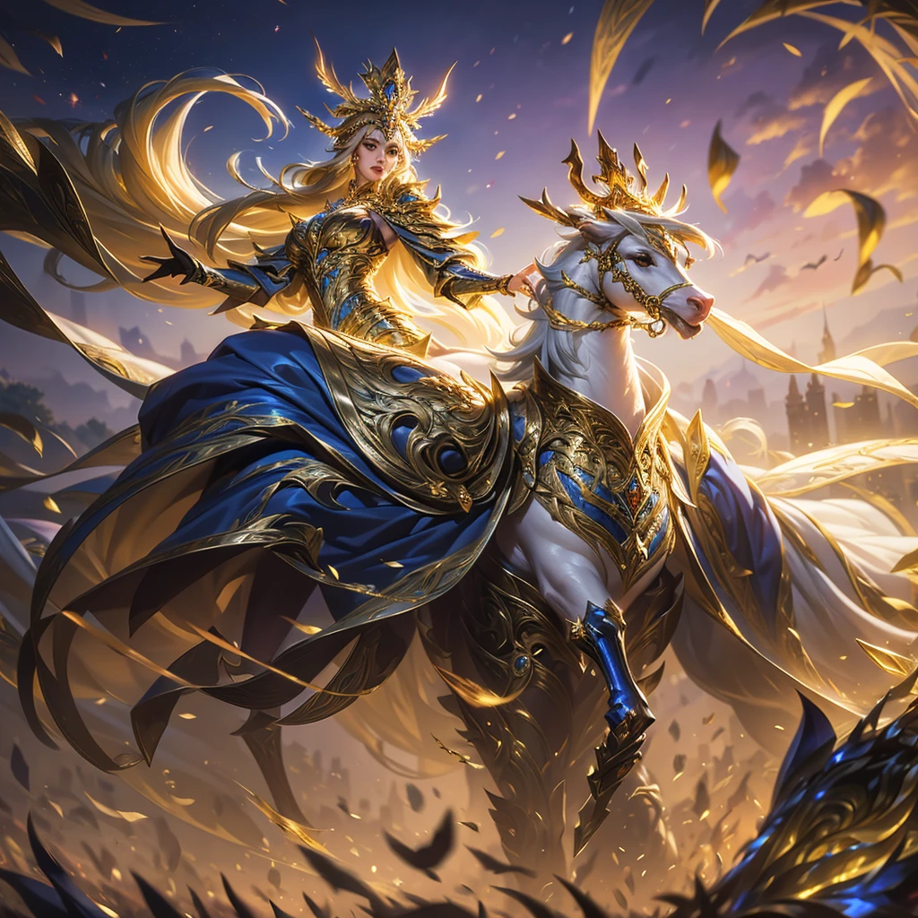 Create a stunning queen adorned in a spectacular armor. She stands tall and regal, her armor gleaming with intricate details and majestic designs. Her presence is both commanding and elegant, embodying the perfect blend of beauty and strength.