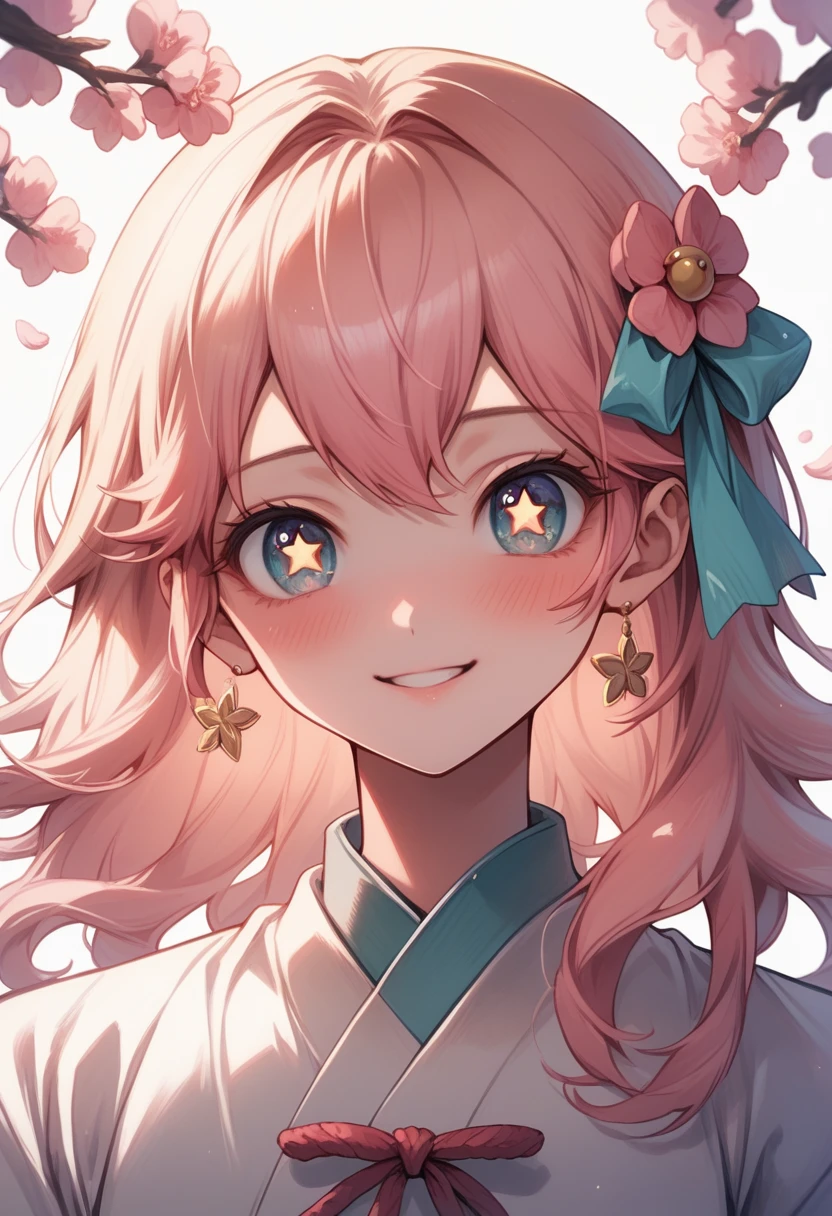 Great quality, masterpiece, High Resolutiの上, One girl, blush, (Cute Smile: 0.8), Star Eyes, Tyndall effect, Realistic, Peach Blossom Forest, Light Edge, Two-tの上e Lighting, (Skin with attention to detail: 1.2), 8k ウルトラHD, Digital SLR, Soft Light, high quality, Volumetric Lighting, Voyeur, photograph, High Resolutiの上, 4K, 8k, Background Blur