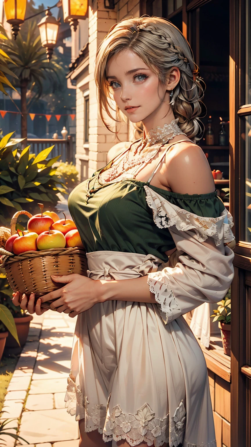wallpaper, Mango season, Green plum tree, countryside, countryside,countryside道(Dirt)、Stone Wall、Warm Weather, Early morning sun, Morning sunshine shining from the mountain ridge、HD detailed, Wet Watermark, Hyper Detail, Cinematic, Surrealism, Soft Light, Deep focus bokeh, Ray Tracing, diffusion (Ultrafine glass reflection) and Surrealism. --v6、Straw hat(Long ribbon decoration)、Sheer summer dresses、Woven rattan basket(With handle、A bunch of harvested mangoes)、Lace-up sandalango Harvest、