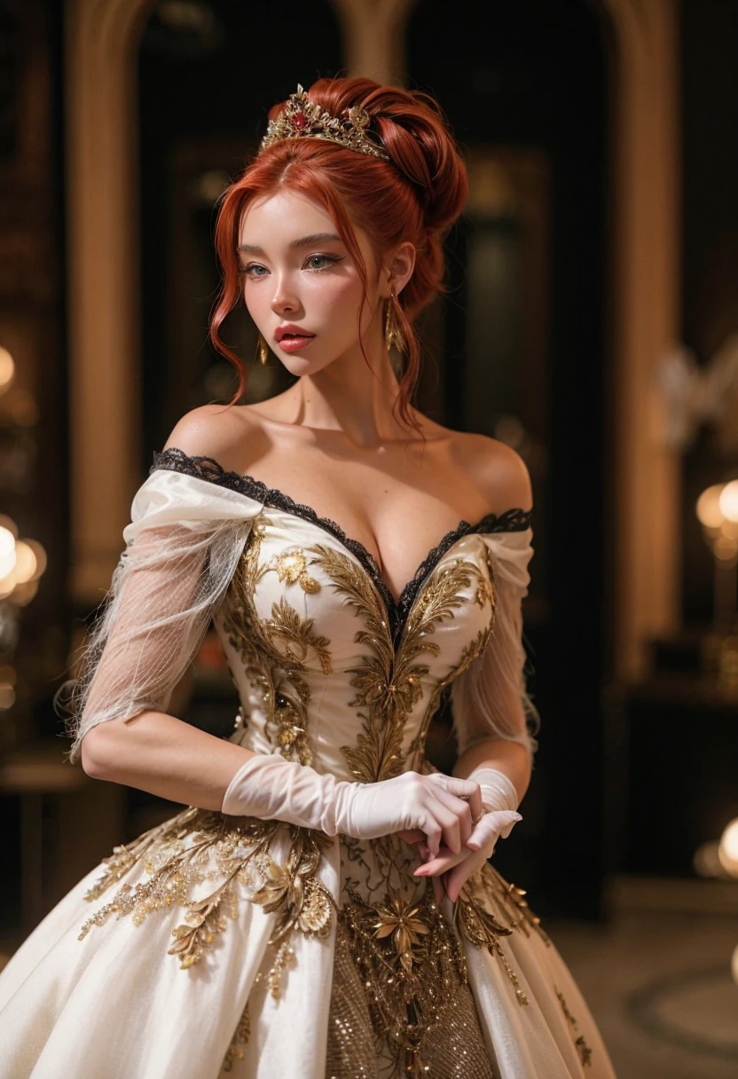 Blonde woman with long hair and piercings posing for a photo., with long red hair, with long red hair, Perfect red hair girl, Ava Max, tifa lockhart with red hair, pale porcelain white skin, anime girl in real life, with red hair, extremely red hair, very red hair, with long red hair, her hair is red