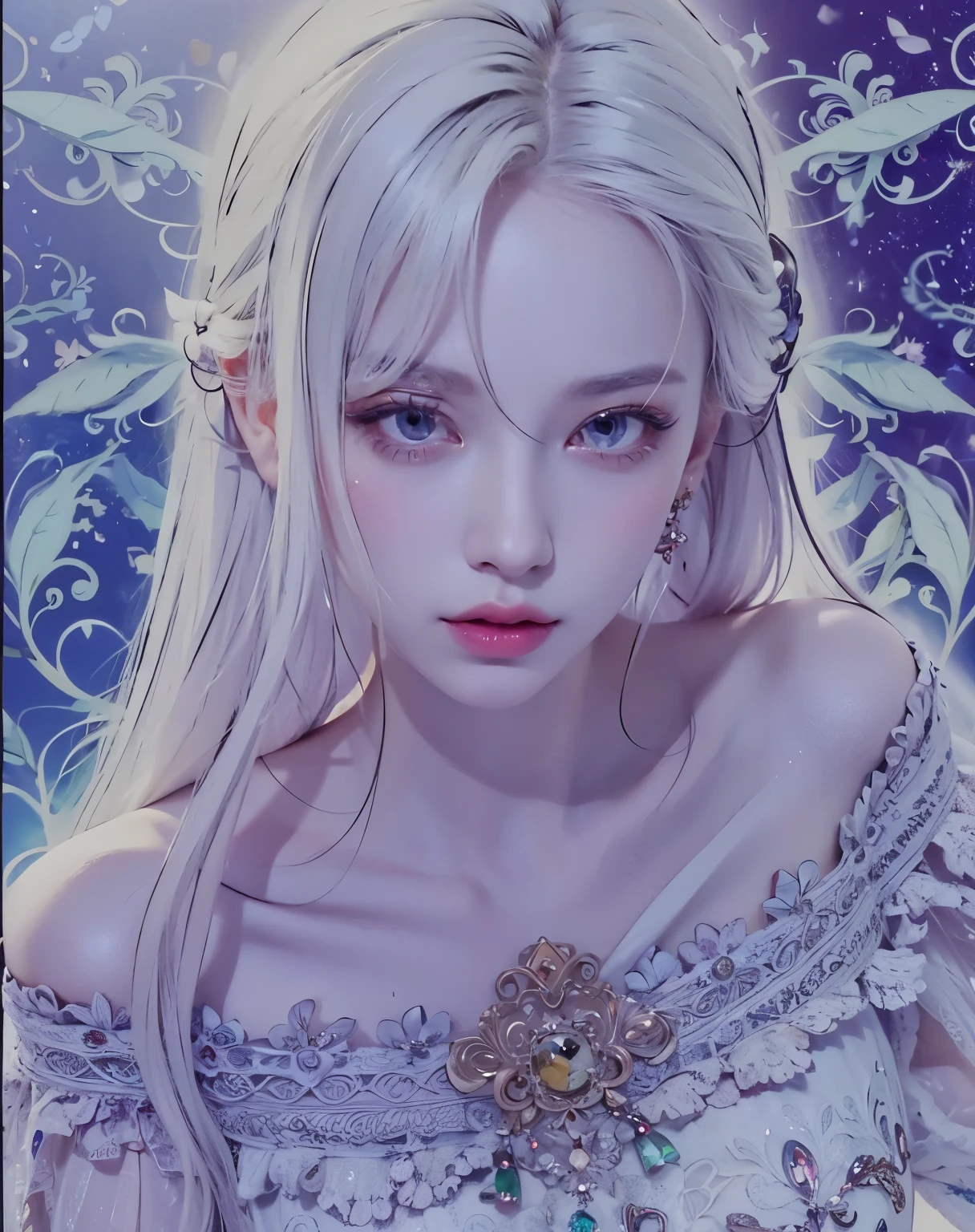 1girl,  a detailed dress,  white hair, modelshoot style, photorealism, pastel palette, masterpiece, diversity, ((perfect face)), light  clear big yellow eyes