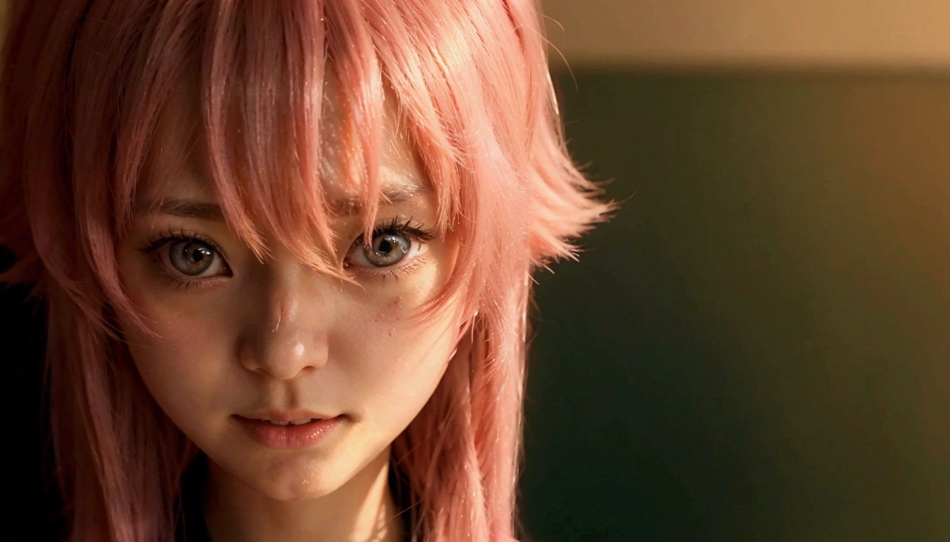 Close-up of a person with long pink hair and a black shirt, mirai nikki, In anime movies, Anime movie screenshots, Screenshots from the 2012 anime, Anime girl named Lucy, Close-up of a young anime girl, Zero Two, Today&#39;s featured anime is still, A still from the anime, From the TV anime, Megumi Okada