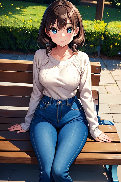 Megumi Amano、Shiny brown hair, Twin tails, Beautiful Blue Eyes、Small waist、Small breasts、Modest chest、smile、Sparkling eyes, (fine grain)、Very fine eye、Highly detailed face, Highly detailed eyes, Cowboy Shot、


Only one female, (Sitting on a bench), stylish (Refreshing knitwear) (Denim pants), Mature Woman, /(Light Black Short Hair/) bangs, 優しいsmile, (Masterpiece Top quality:1.2) Delicate illustrations, super detailed,  (A typical college campus) Outdoor, Casual Bags, noon, Detailed Background