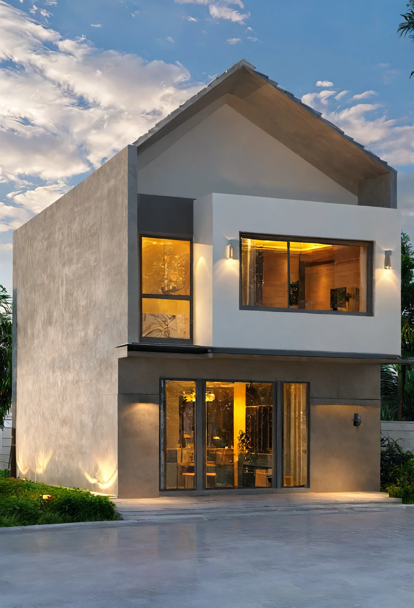 arafed house with a balcony and a balcony on a cloudy day, complete house, frontview, rendered 3d model, 3 d rendering, 3d rendering, 3 d render, 3d render, render 3 d, 3d finalrender, very realistic 3 d render, 3 d finalrender, with 3d render, vue 3d render, front view