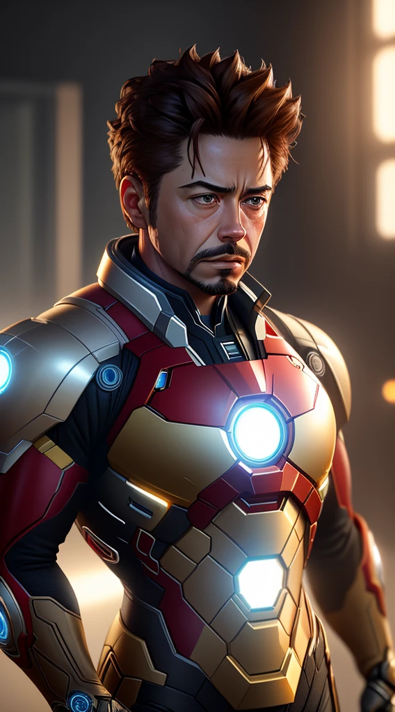 tony stark isiron man ,no helmet, photography,soft lighting, soft details, octane, artstation trending, ultra high detail, ultra realistic, cinematic,16k