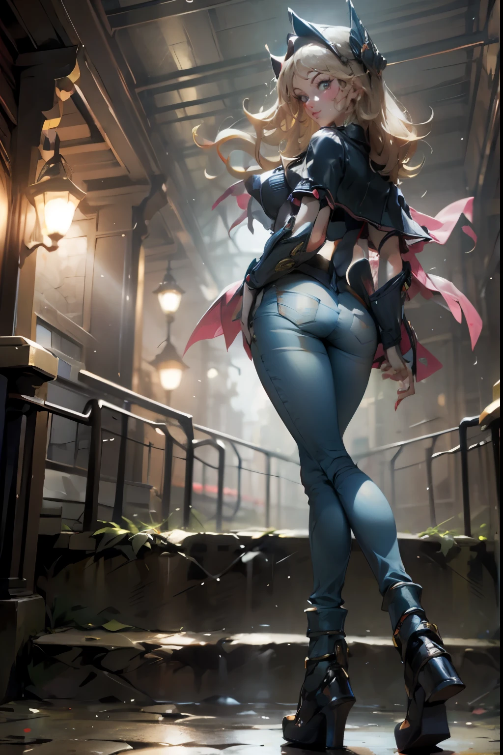 Beautiful dark wizard girls waving, smiles and is flirtatious. she is dressed in dark, tight jeans and heels . Dark jeans and gold heels.. pose sexy
