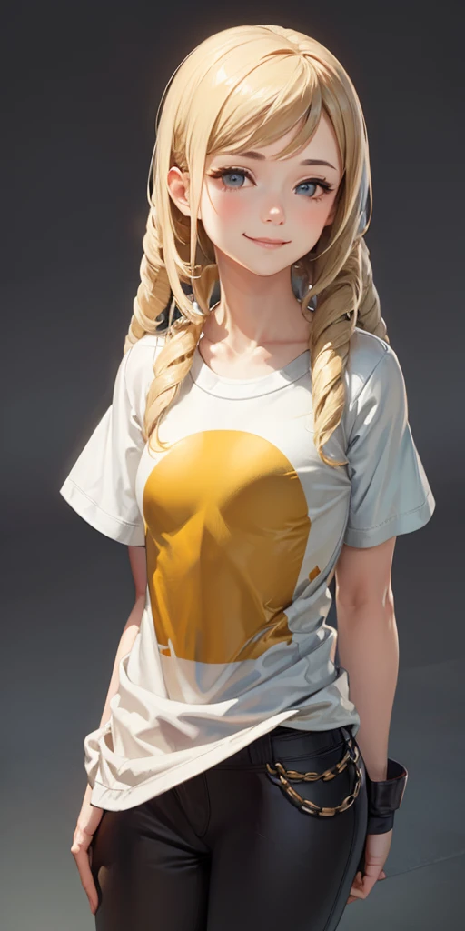 Simple Background, whole body, smile, Blonde, T-Shirts