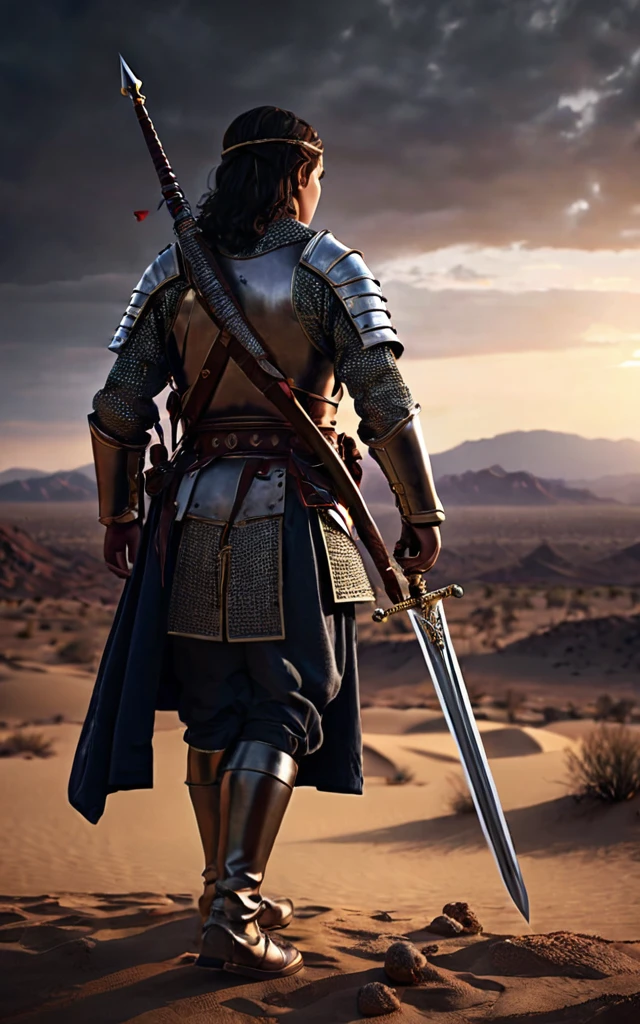 In the desert there was a man with a drawn sword, who was a general in the army of the Lord.
BREAK The king's army was surrounded on all sides by an army of 180,000 men.
BREAK The king gave up and looked at the desert, Waiting all night for the king's surrender.
BREAK When the king decided to surrender, he left the castle the next morning and found a pile of 180,000 corpses of the enemy army.
BREAK They fell by the sword of the general of the Lord's army.
BREAK LIKE THIS, the king was saved.
, contrast 1:10.000 photorealism, hiperdetalização, ultra HD,HDR, ISO 600, 1024k, darkness background, hyperrealisti, ultra detailed hyperrealisti, photorrealistic, studio lighting, Reflections, dynamic pose, cinematic, color grading, fot, Shot with a 50mm lens, Ultra-wide angle, Depth of field, 超detailded, beautifully color-graded, 8k, detailed back ground, black light, twilight lighting, volumetric lighting, details Intricate, ultra high definition,