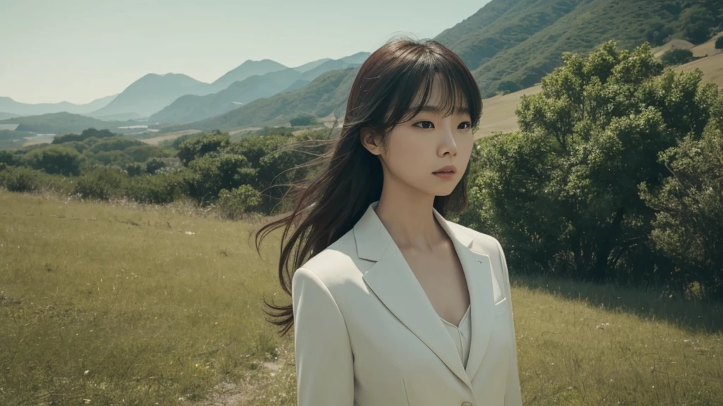 One Woman、solo、Woman in suit、Female criminal、30-year-old woman、Facing the viewer head-on、4K、((Masterpiece))、(Delicate)