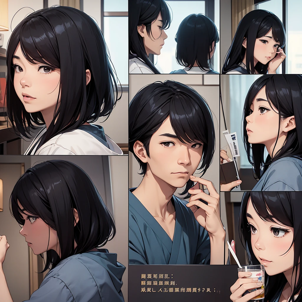 A cheating Japanese man. A wife who suspects him of cheating. Made into a four-panel comic.