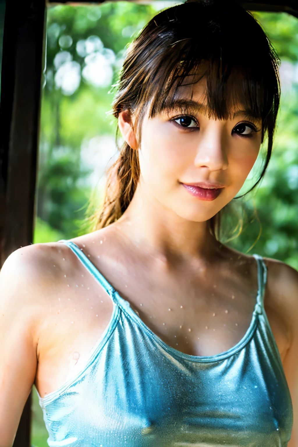 ((Highest quality, 8k, masterpiece: 1.3)), sexy, rain, Tank top