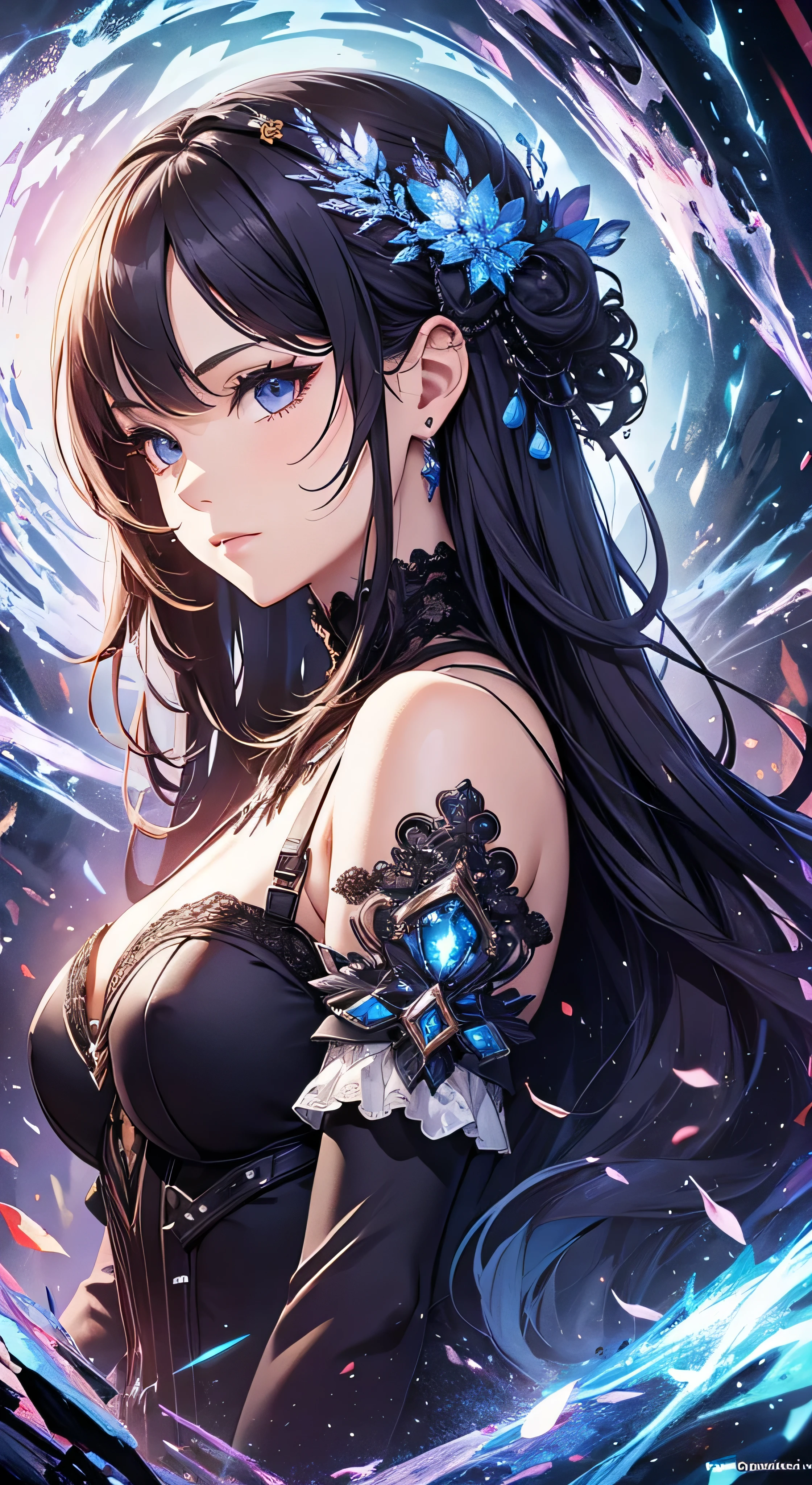 (masterpiece, top quality, best quality, official art, beautiful and aesthetic:1.2), (1girl:1.3), (fractal art:1.3),