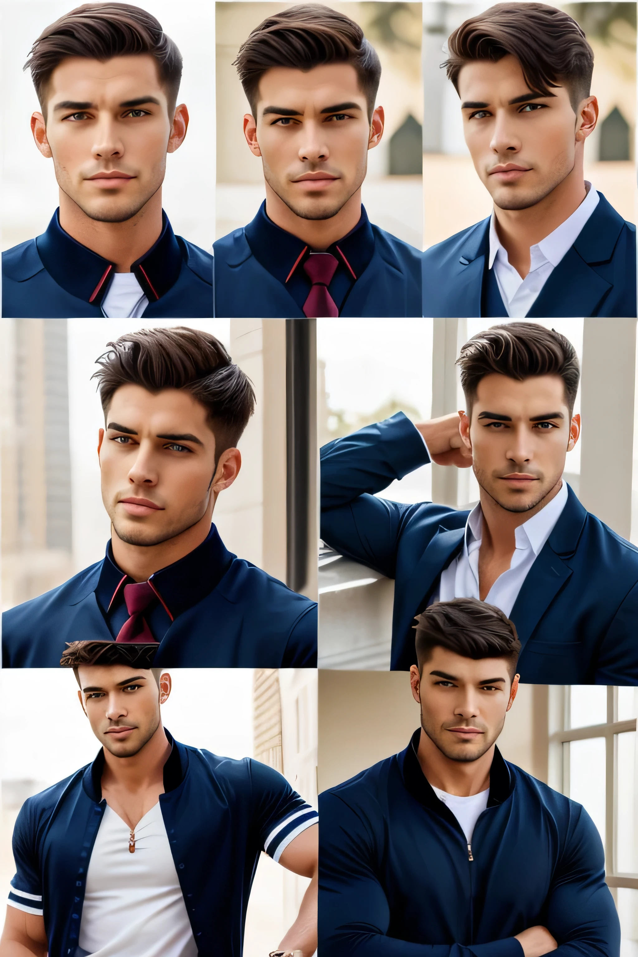 A handsome man, age 24, wearing huddy, muscle, collage uniform