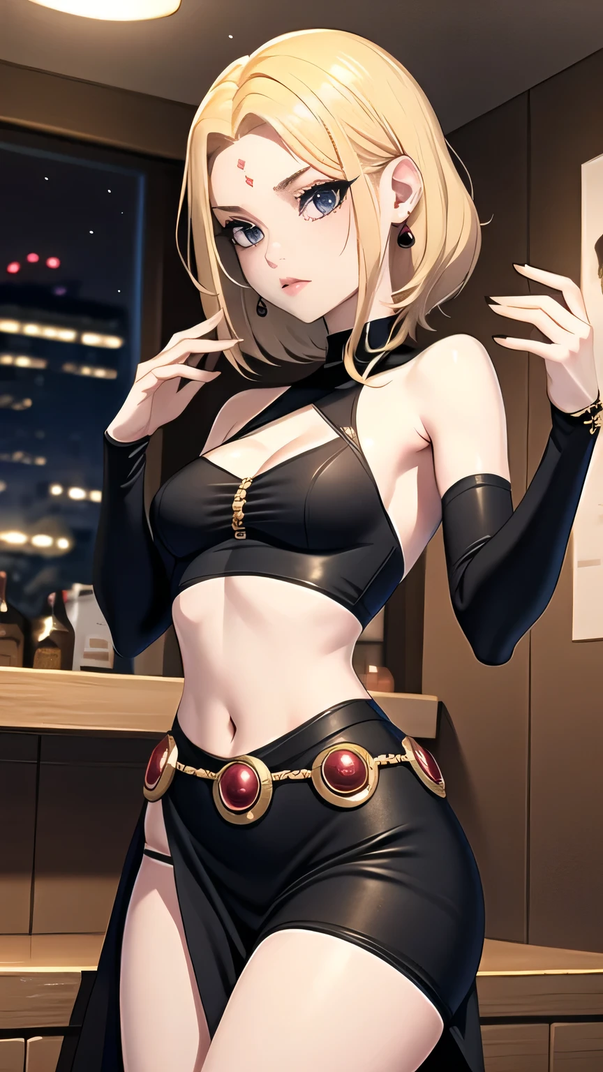 (cowboy shot), (masterpiece, best_quality, detailed, immaculate:1.3), epic, illustration,Anime Style
BREAK
ArtemisYJ,medium hair,Blonde Hair,makeup
extremely detailed clothing fabric(Black midriff dress),high heels,extremely detailed dress ,small breast,earrings ,
BREAK
(Night, Bar, indoors,)