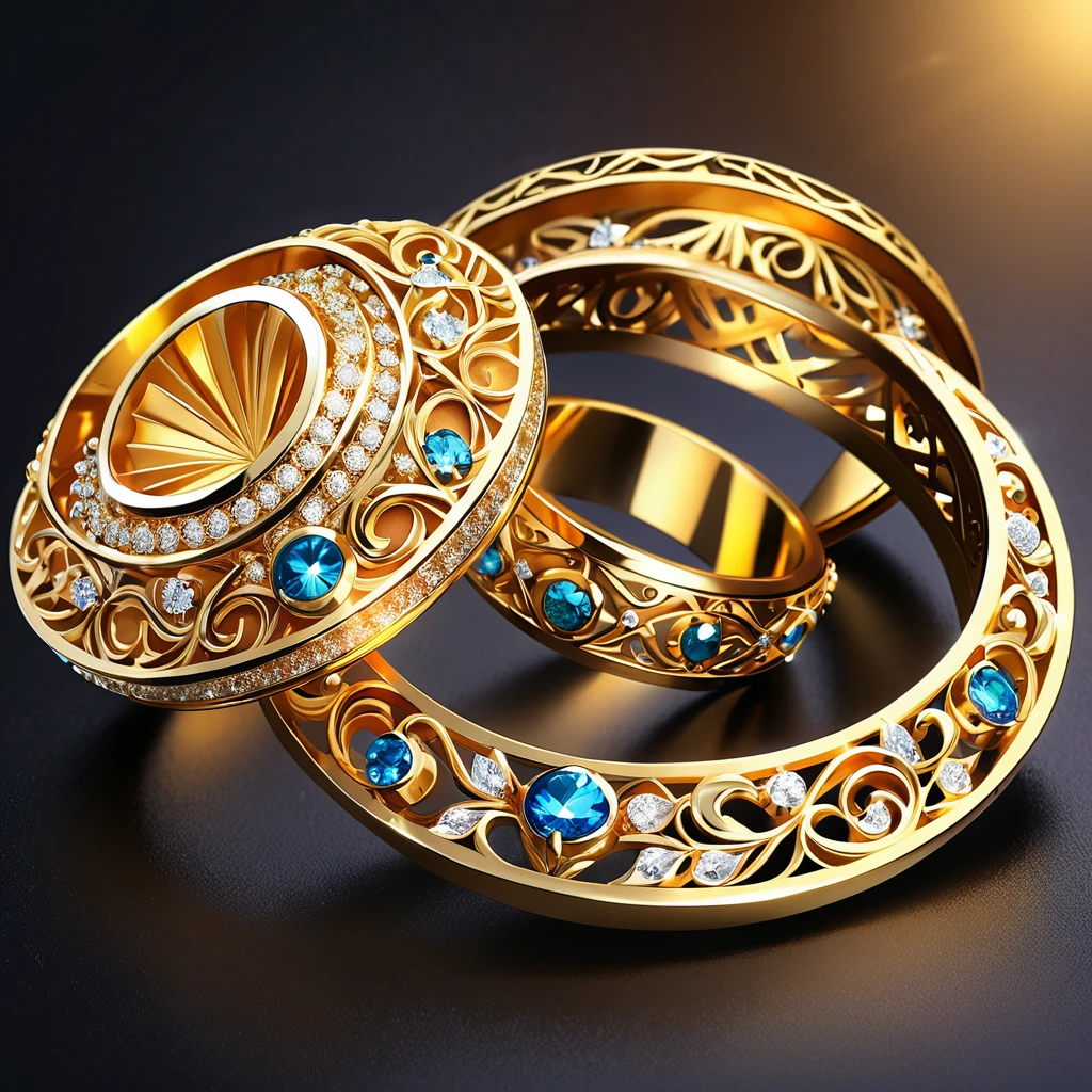 Jewelry, Gold, Decorative, Shining, dark background 