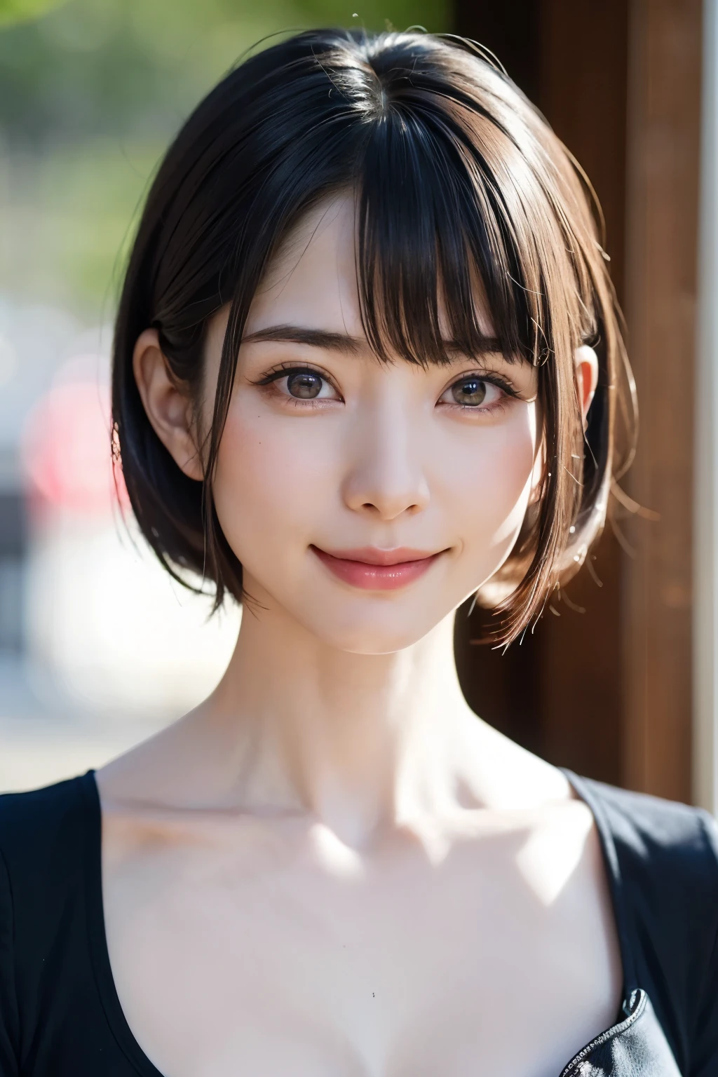 (Tabletop, Highest quality、Very attractive adult beauty、Add strong highlights to the eyes、Look closely at the camera:1.4、A beautiful woman with mature charm、Ideal body type、Perfect Anatomy、Short brunette bob、Shiny Hair、Lip gloss),One Girl, alone, 明るい茶色のShiny Hair, scarf,Realistic, Looking at the audience、Please tilt your head a little, Bright colored crystal light blue eyes, 短いShiny Hair、 chestの中央に穴が開いた白いタートルネックの服,chestの真ん中に丸い穴が開いたセクシーな白いタートルネックのニットセーター、 lips, Lip gloss，prohibit, Upper Body、Big eyes、eyelash、Face is a little red、Embarrassing)、((Italian road system in winter))、((Short hair with bangs、Big eyes、Give students a very strong highlight、{Huge|big|Hugeな|Mega} chest:1.4、very bigger chest、Gazing at the audience、Very beautiful beauty、Listen carefully、Long neck、Laugh a little、Beautiful Teeth、Laughing with your mouth open、Heart-shaped pupils))、28 years old、Very cute supermodel、