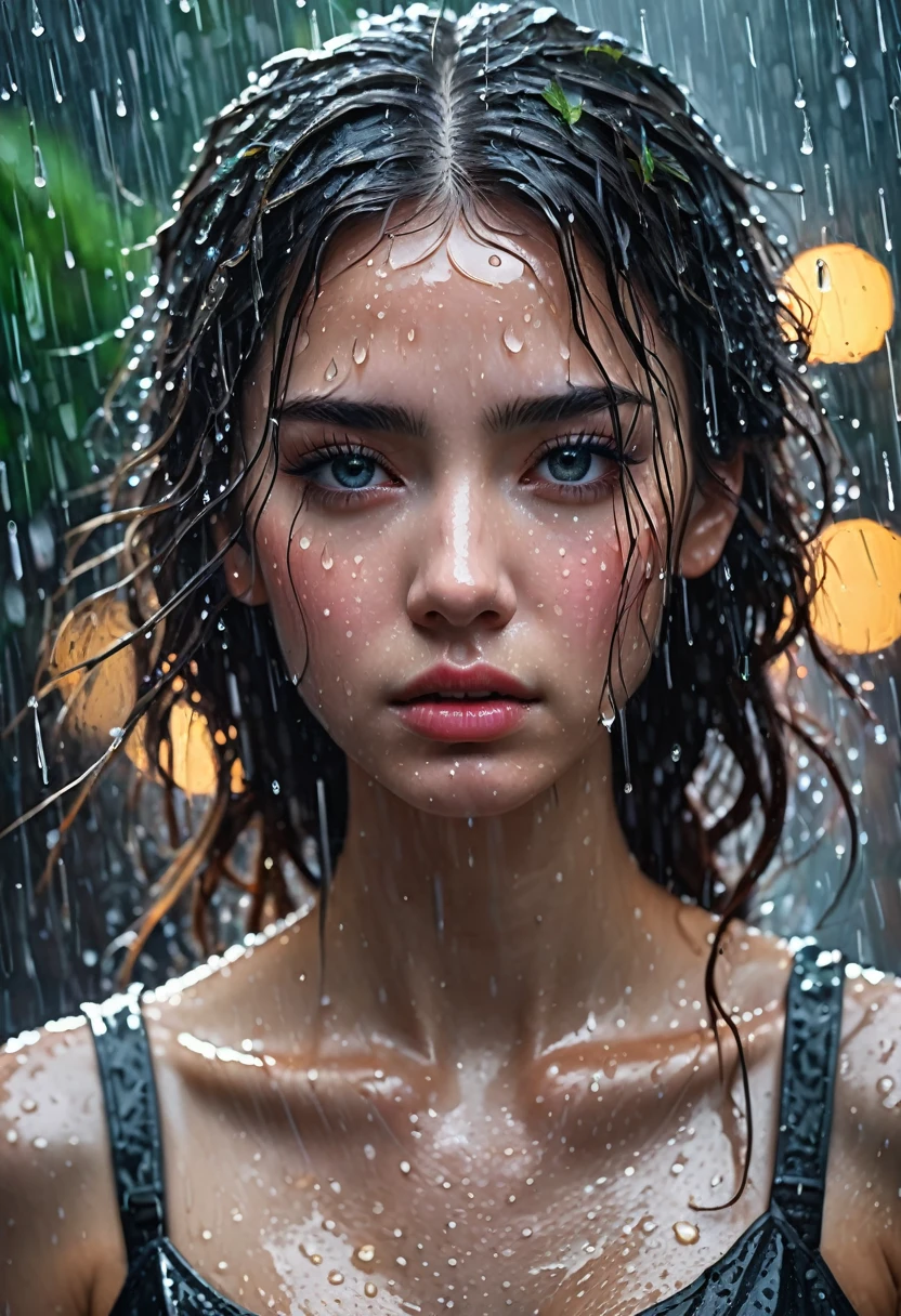 (Masterpiece at maximum 16K resolution: 1.6), (intricate details: 1.4), (extremely insane details: 1.4), (highest quality: 1.3), (hyper_realistic: 1.3 ). | Jesus looking at the sky, deep emotions, tears running down his face, soft raindrops, fresh vegetation, shiny wet pavement, expressive eyes, pensive expression, sadness, delicate features, long flowing hair, wet clothes, ethereal atmosphere, misty atmosphere , moody lighting, dramatic composition, subtle shadows, emotional charge, melancholic atmosphere, vibrant colors, soft color palette, rainy day aesthetic, raw beauty, moving moment, captivating composition, pain and vulnerability, contrast of beauty and sadness, drops of rain tracing your eyelashes and cheeks, loneliness in the crowd, defining moment in your life, hope lingering in your eyes.  | ((He's crying):1,3)):0,7), (((More_Details))).