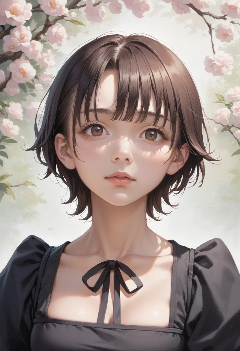 anime girl with short hair and brown eyes in a black dress, semirealistic anime style, anime style portrait, face anime portrait, painted in anime painter studio, in an anime style, portrait of an anime girl, sayori, made with anime painter studio, portrait of anime woman, detailed anime soft face, perfect anime face, in anime style, anime realism style,

perky breasts,