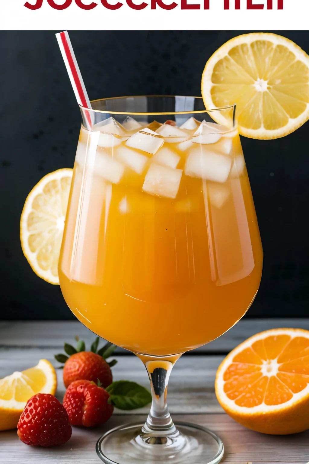 1 glass with juice and fruits, with a text that says "Splashcocktail"
