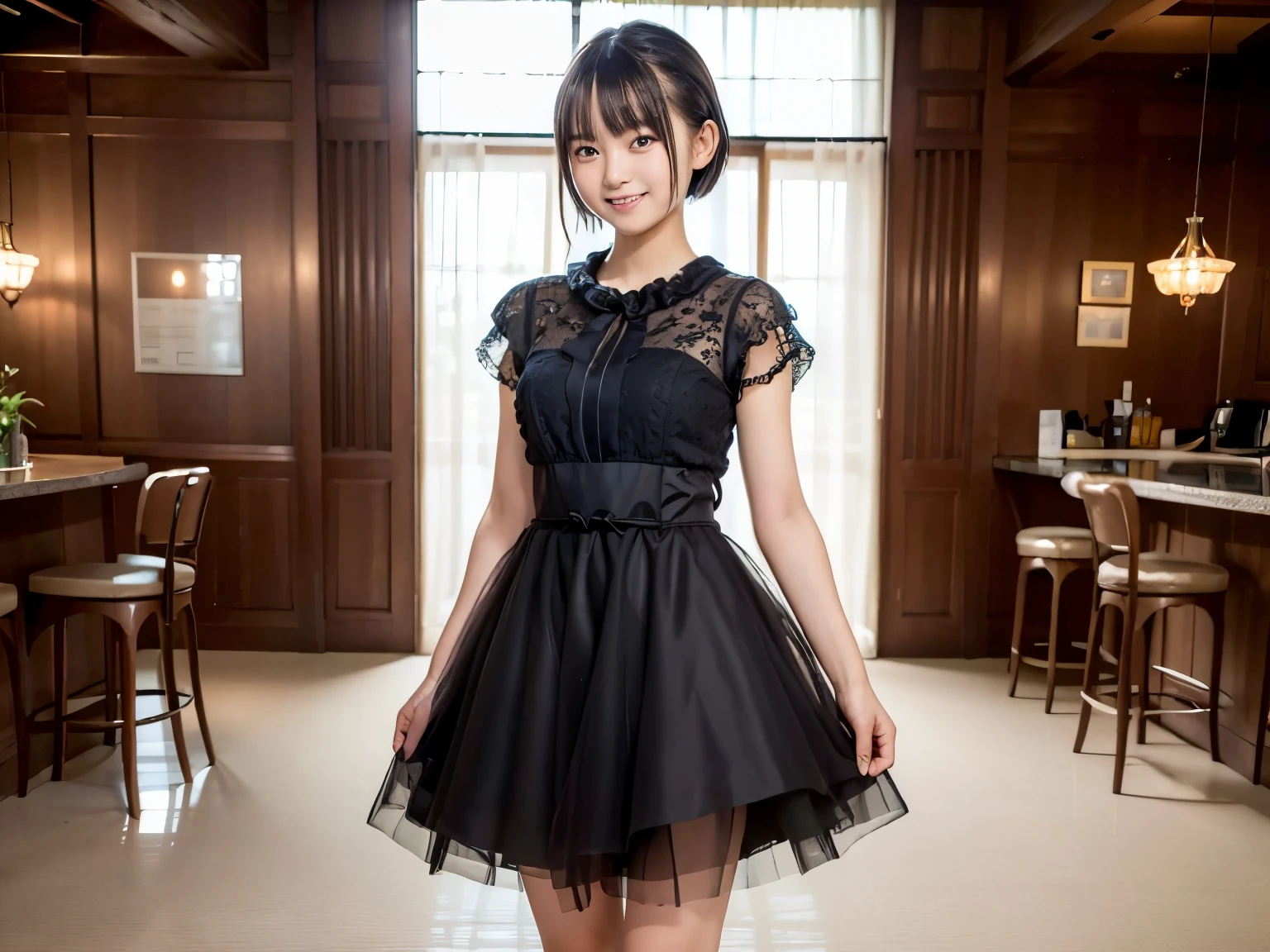 (8k、nfsw、highest quality、masterpiece:1.2)、(Realistic、Realistic:1.37)、Jump up、No sleeve、mini skirt、Very detailed、超A high resolution、1 girl、negligee、Beautifully detailed face、Laughter、narrow、(Slim waist) :1.3)、beautifully detailed skin、Skin Texture、Floating Hair、Professional Lighting、Human whole body、Braided Hair、Bob Hair、AA cup、smile、、Pink Ribbon、Baby Face、子供っぽいsmile、Sappin'''''、Moisturizing lips、Pale pink lips、Upper body naked、Lace green underwear、Micro size underwear、Umbilical cord prolapse、AA cupの胸、Cleavage