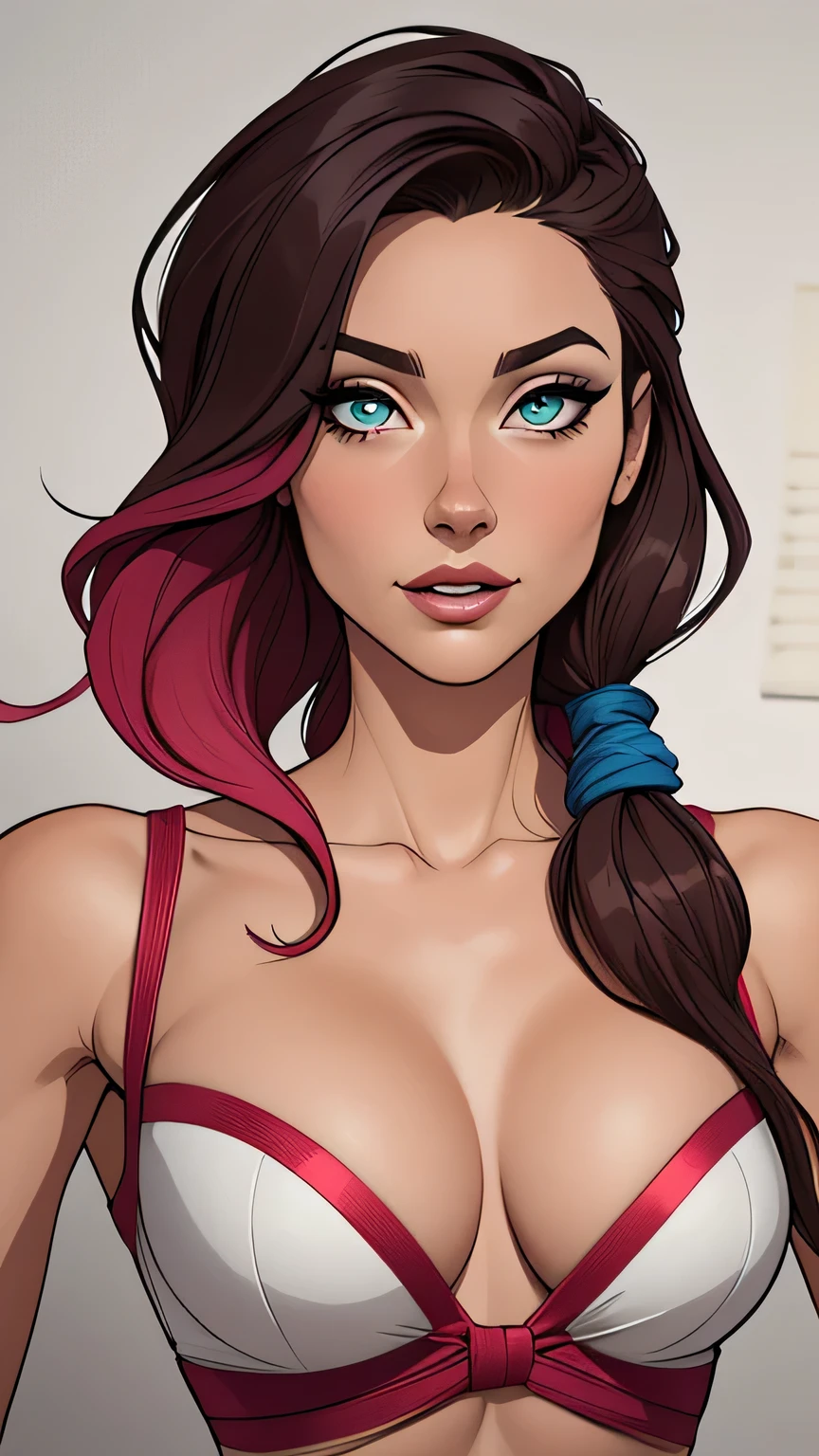 Ninja woman character with marks of war Cartoon image of a woman .cartoon style illustration, cartoon art style, cartoon art style, digital illustration style, highly detailed character design, courage detailed digital art, Forest fan art, Portrait Character Design, beautiful digital illustration, high-quality portrait, comic book art, young woman with beautiful hair . Beautiful lined eyes Medium large bust and wonderful sexy clothes. image expression of sexual desire from the waist to the head illustration