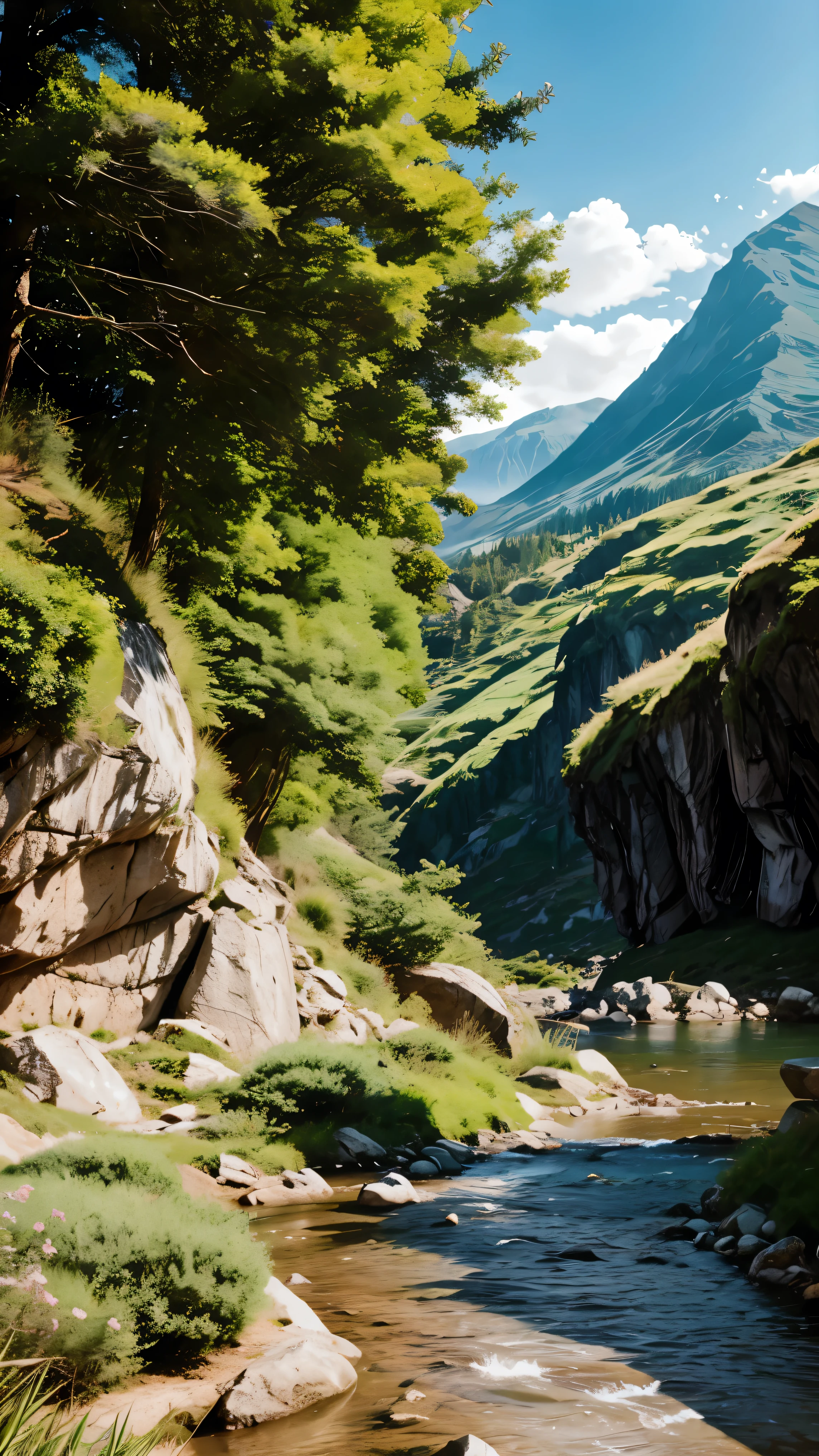 A natural Landscape in Midjourney manga style