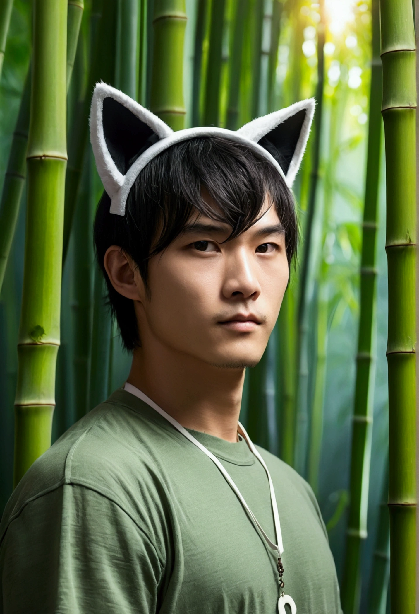 cool guy，Cat ears，immortal，bamboo forrest