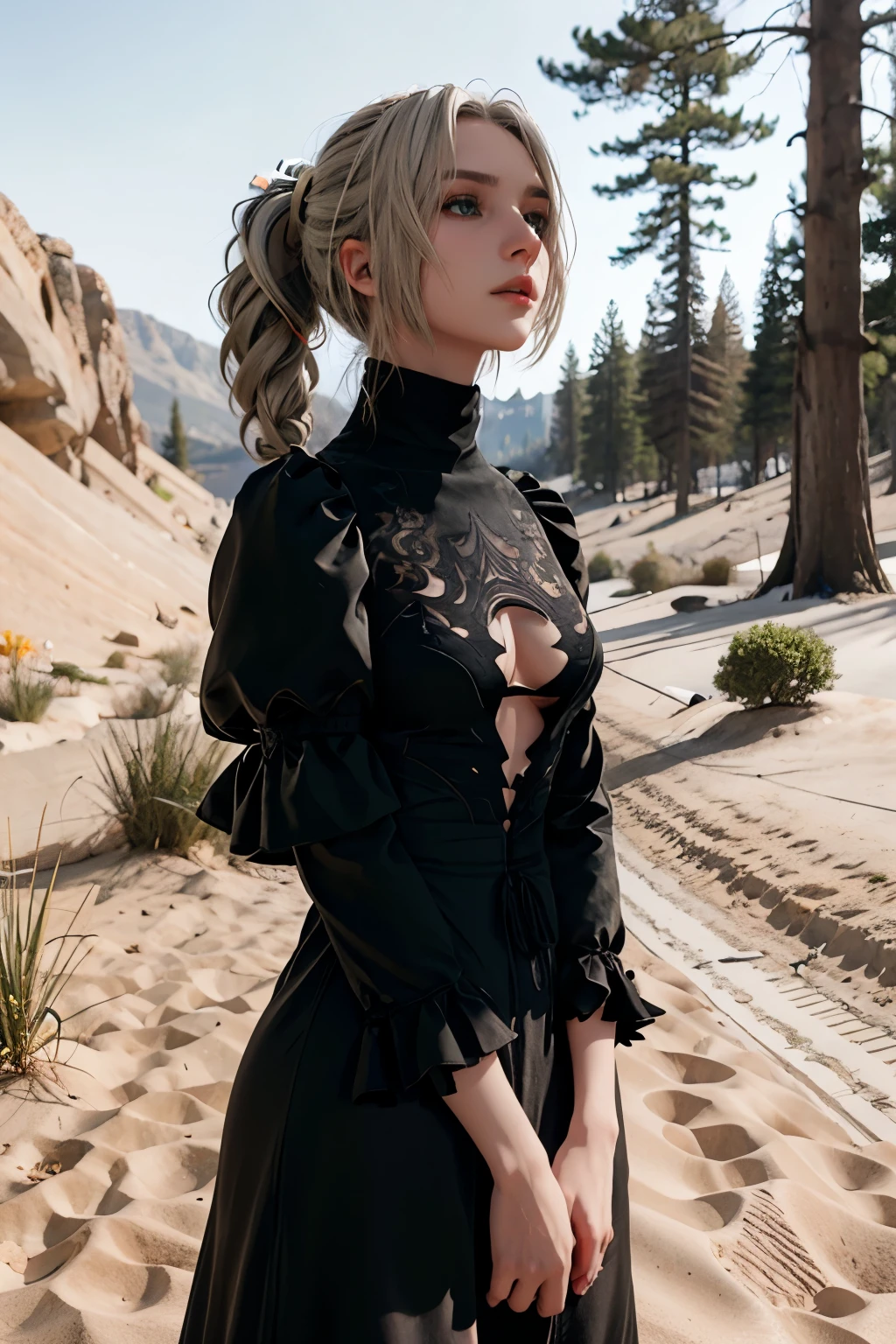 A stunning intricate full color , wearing a black turtleneck, epic character composition, white hair, alessio albi, nina masic, sharp focus, natural lighting, subsurface scattering, f2, 35mm,