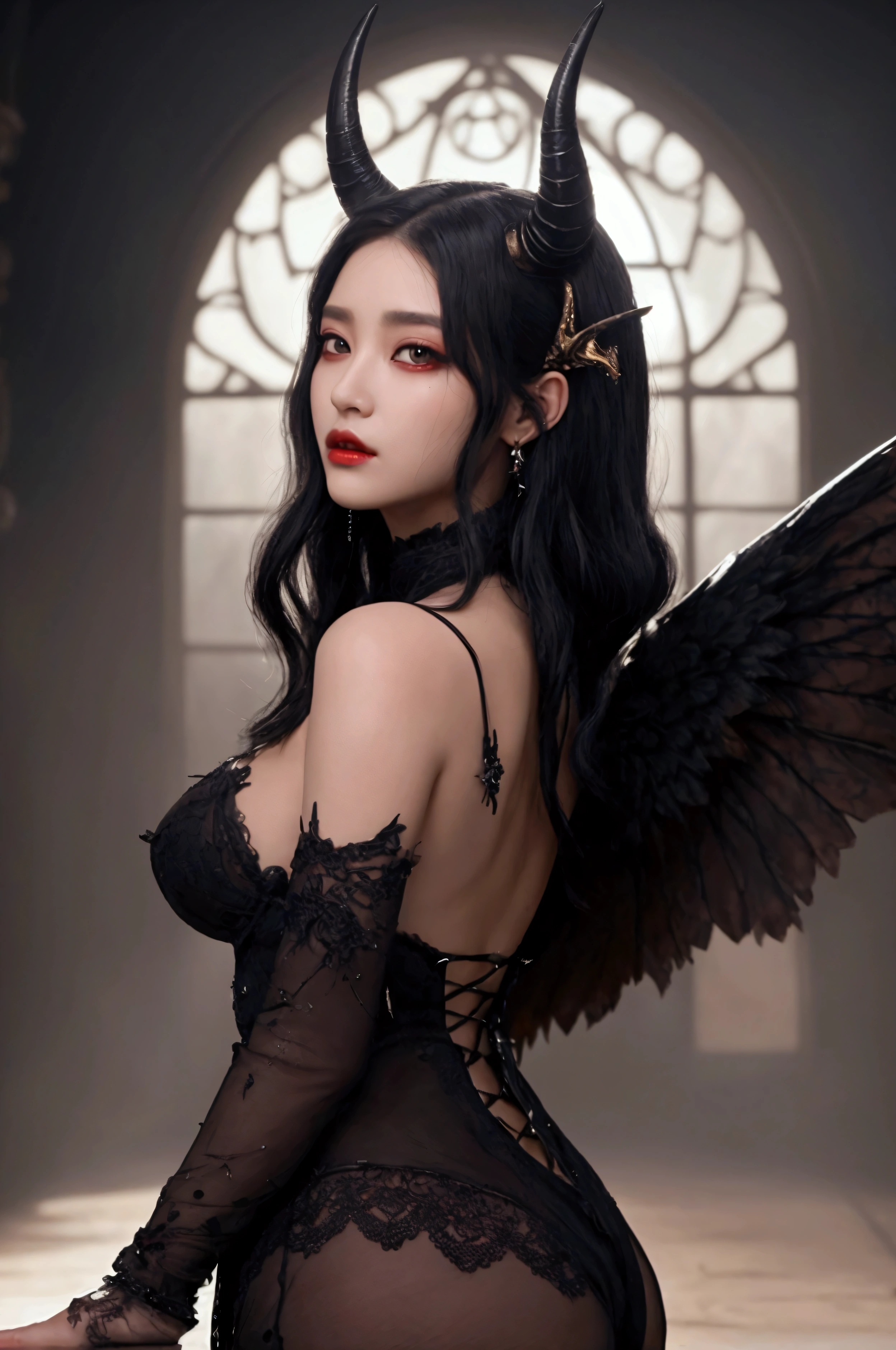 1girl,super detailed skin,shiny skin,wet oily skin, expressionless, majestic wings,devil tail,demon skin, detailed eyes,eyelashes,lips gloss,double tooth,small claws,majestic horns ,small bust ,beautifully shaped breasts, demon body hair ,vibrant colors,magic circle,shadow magic,model pose,wide shot,masterpiece,best quality,ultra detailed,high resolution,sharp focus,depth of field, ((full body, chin up))