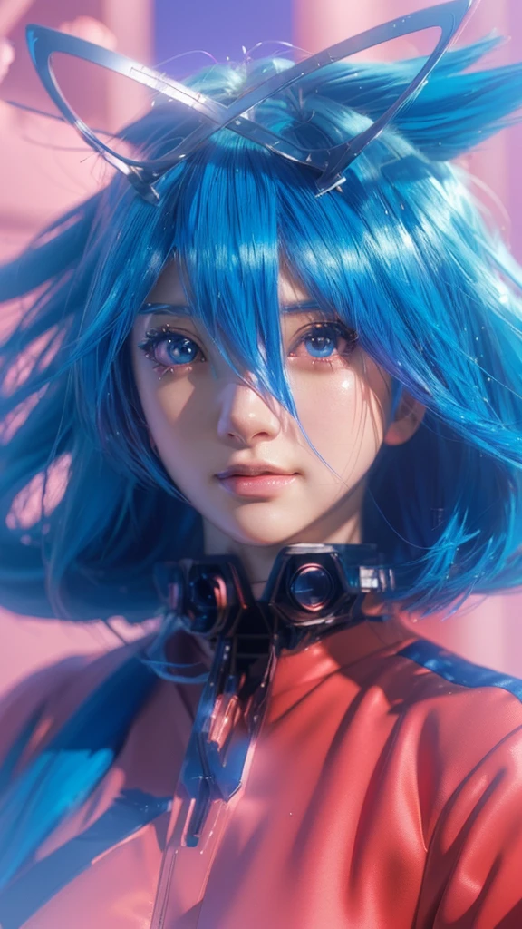 Anime style girl with blue hair and red ears posing for a photo, Realistic Anime 3D Style, Ultra realistic anime, 3D Anime Real, Anime Style. 8k, Anime Styled 3d, Photorealistic Animation girl render, anime cgi style, Realistic anime art style, Photorealistic Animation, Amazing anime 8k, Portrait Anime Astronaut Girl