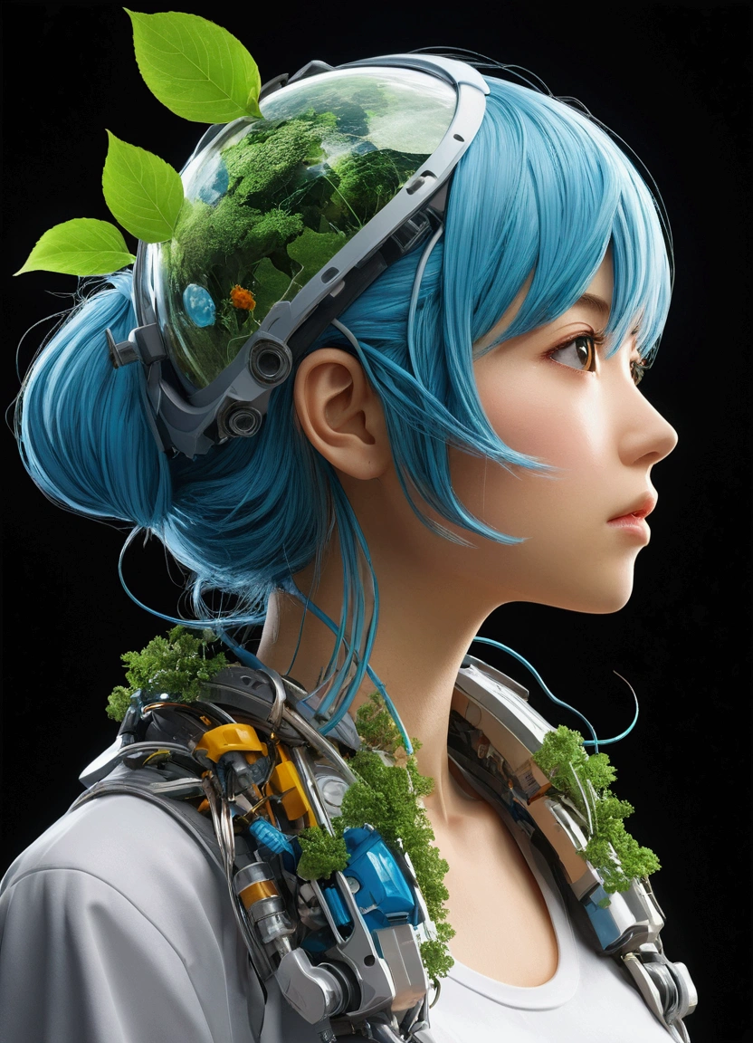 Bio-economy, science, environment, recycling development best quality, Side view anime style, 