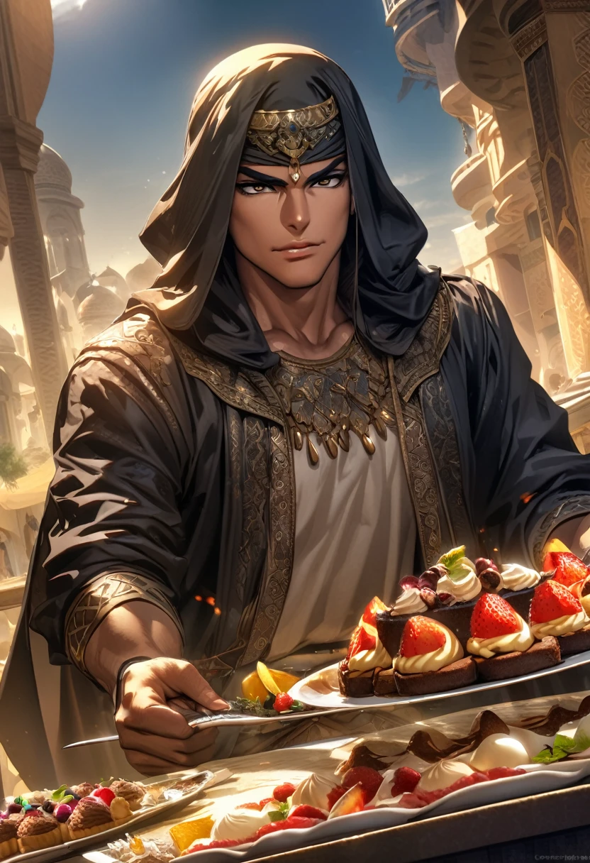 Arabian swordsman, cool, dessert, HD, HDr,  black coat