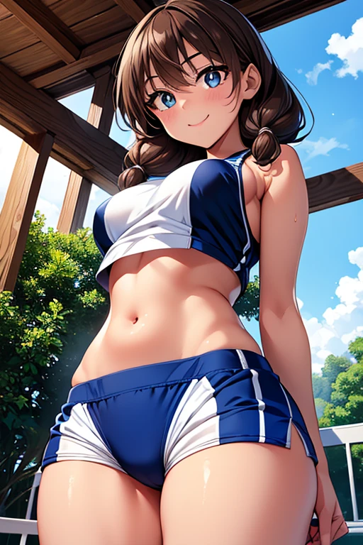 Megumi Amano、Shiny brown hair, Twin tails, Beautiful Blue Eyes、Small waist、Small breasts、Modest chest、smile、Sparkling eyes, (fine grain)、Very fine eye、Highly detailed face, Highly detailed eyes, Cowboy Shot、



Beautiful Face, 1 girl, Day本語, 16 years old, Volleyball Player, Glowing Skin, Take in the scenery, (((Bloomers))), Sleeveless volleyball uniform, Volleyball Gym, Volleyball court ,
   Beautiful Hair, Beautiful Face, Beautiful attention to detail, Brown eyes, Baby Face, 
   Beautiful clavicle, Beautiful body, Beautiful breasts, Beautiful thighs, Beautiful feet,  Captivating thighs,  Bare arms, bare hands, Bottomless,
  During a break, Sweating,
   smile, Volleyball Pose,
   (Beautiful views), evening, Day,
Realistic, Beautiful illustrations, Natural light, Sweat,