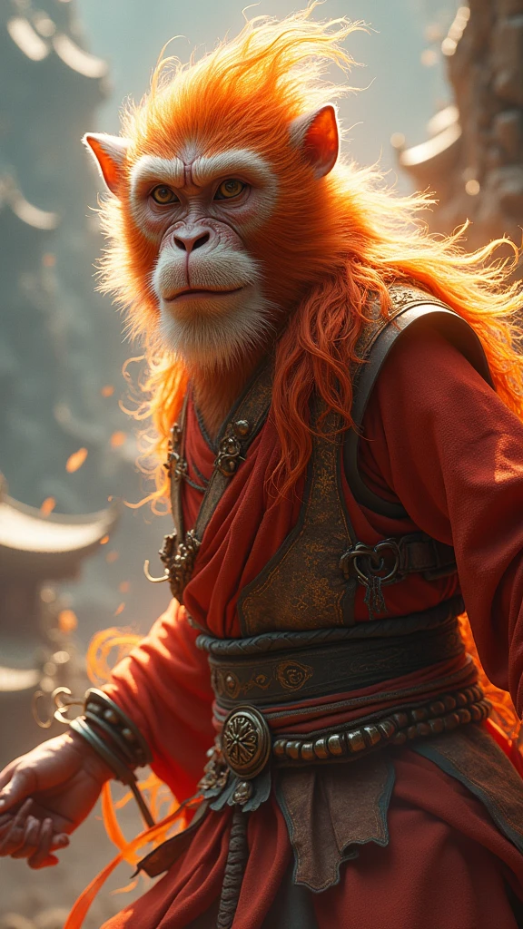 （masterpiece：1.2），Best quality，Chinese Mythology，Realistically， solo，Glowing Monkey，（Sun Wukong：1.5）