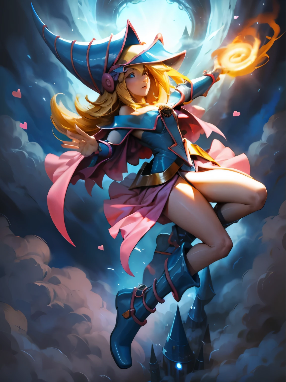 Giles dark wizards. Leaving a magic circle. Magic of hearts in the air.she has heels. Wear heels 