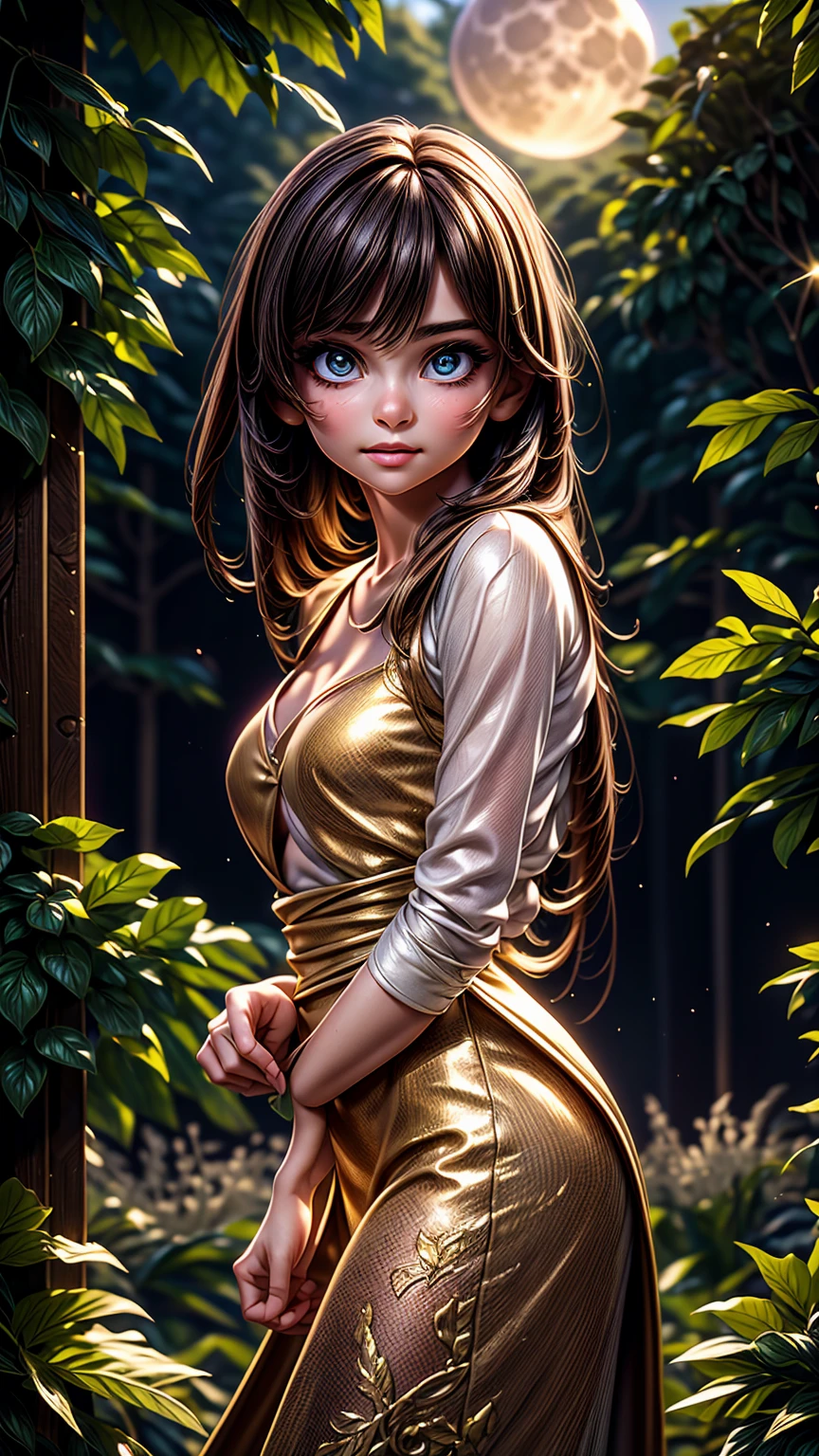 a young couple in a park at night, romantic date, love confession, moonlight, full moon, ethereal, dreamy, soft lighting, detailed faces, deep eye contact, delicate fingers intertwined, lush greenery, cobblestone path, ambient moon glow, (best quality,4k,8k,highres,masterpiece:1.2),ultra-detailed,(realistic,photorealistic,photo-realistic:1.37),cinematic composition,warm color palette,magical atmosphere
