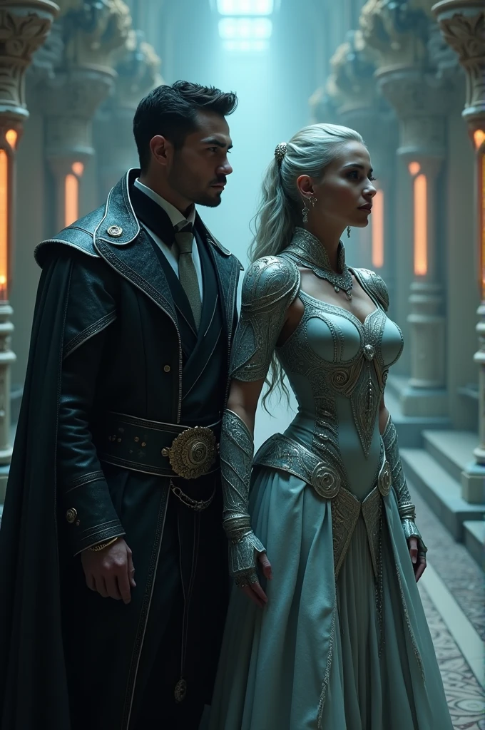 Elara, the awaken AI with her husband.