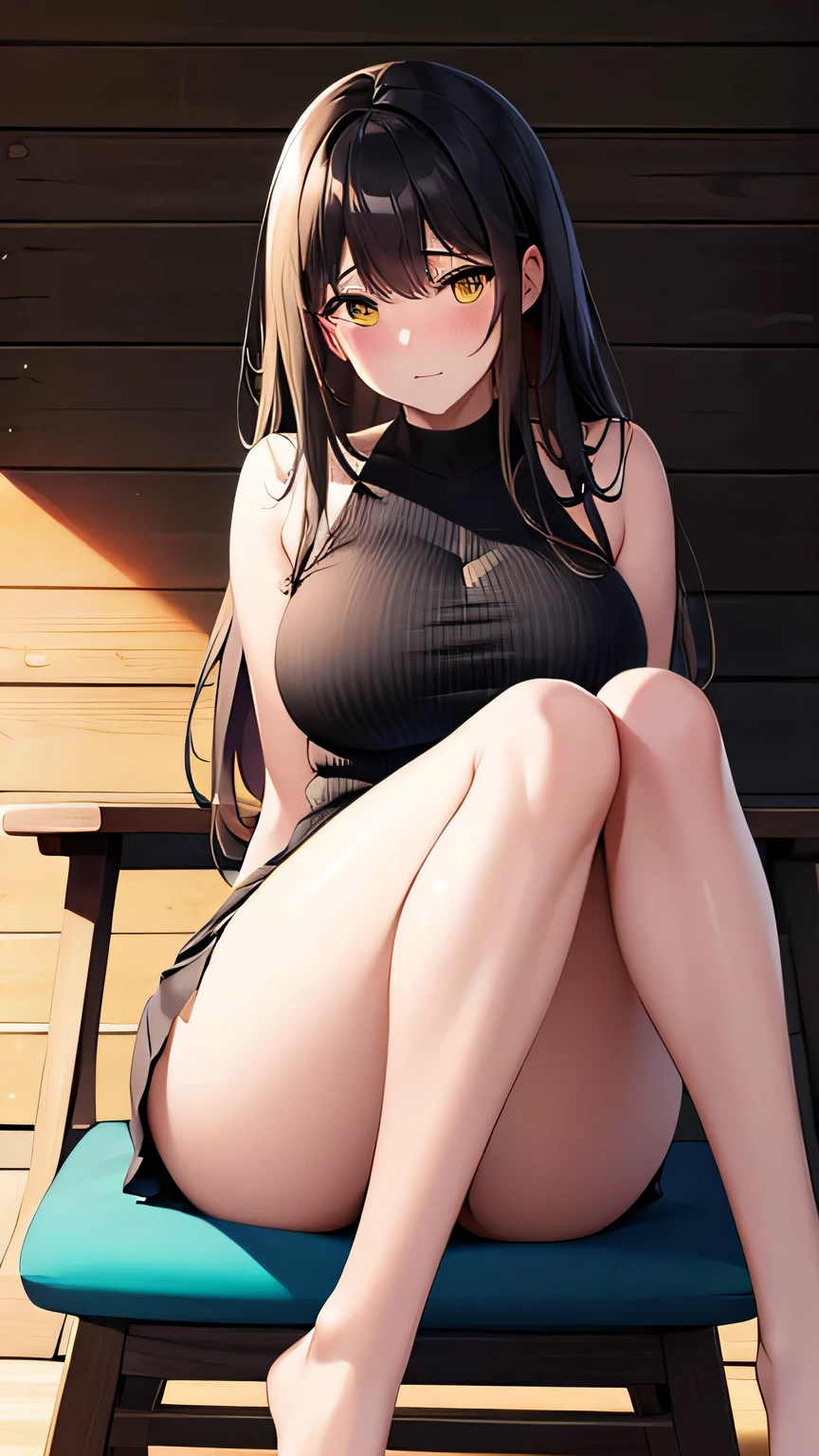 Highest quality, Soft Light, Ultra-high resolution,People Girls, alone, sexy, (Embarrassed face), (Yellow Eyes), Beautiful face in every detail,(High resolution detail of human skin texture), (Long Hair),panties,(Sweat:1.2),(masterpiece:1.3),(Realistic:1.2),(Open your mouth:1.1),Office Suits,Tight Skirt,Sitting cross-legged,Grabbed by the leg