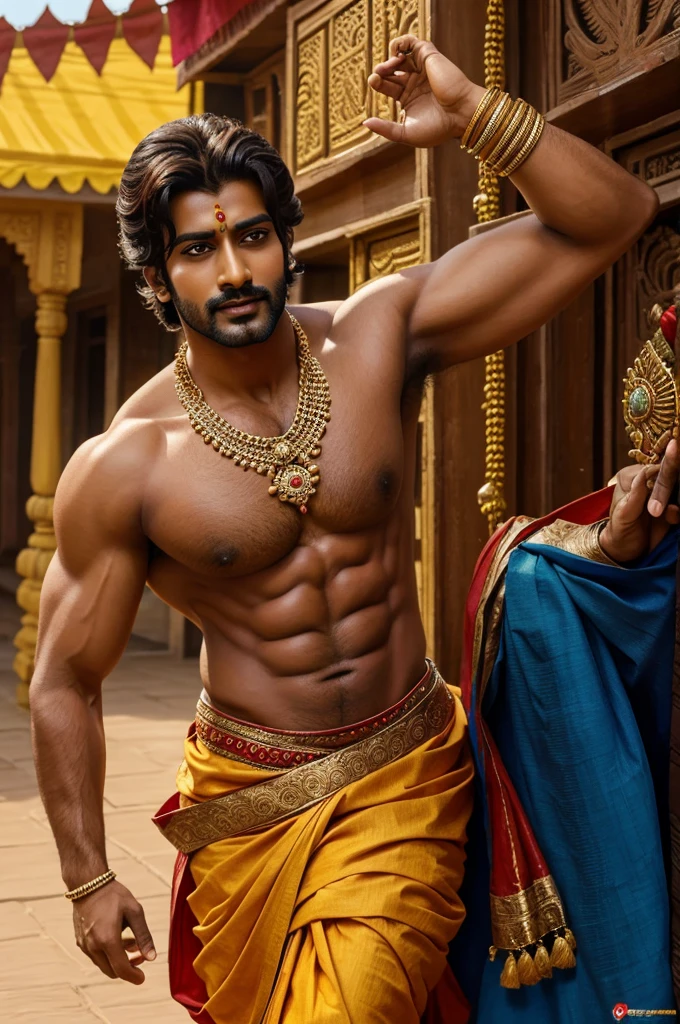 Shree krishna (handsome man)(realistic) in kurukshetra war