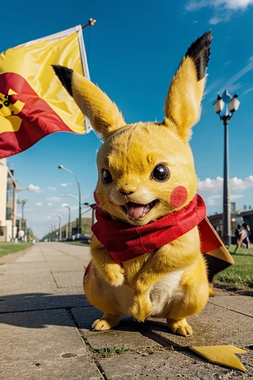 portrays a pikachu with a progressive flag