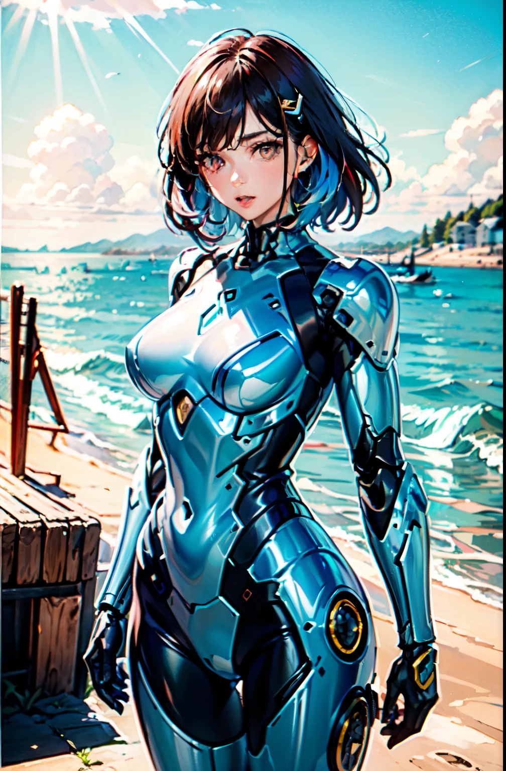 Mecha, cowboy shot, (LilyPichuTI:0.9), cups,, ultra detailded, work of art, best qualityer, aesthetics, detailded,