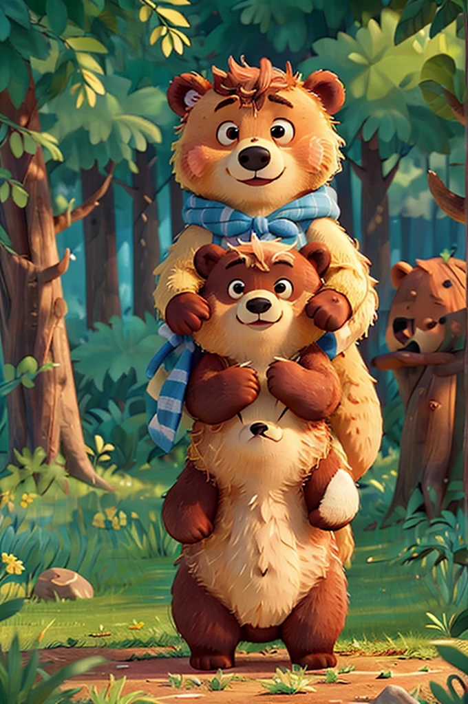 there are two bears hugging each other