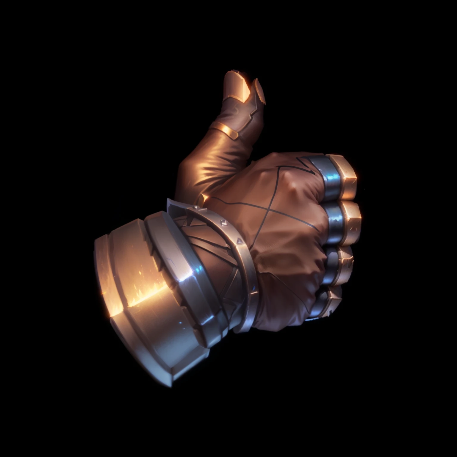 Role Playing Game Items, fantasy warrior gloves, Object Art, Metal gloves, Stylized shadows, Stylized hand drawn textures, thumbs up, Role Playing Game Items, Stylized pbr materials, wearing Metal gloves, thumbs up, 3d icons for mobile games,lol icon