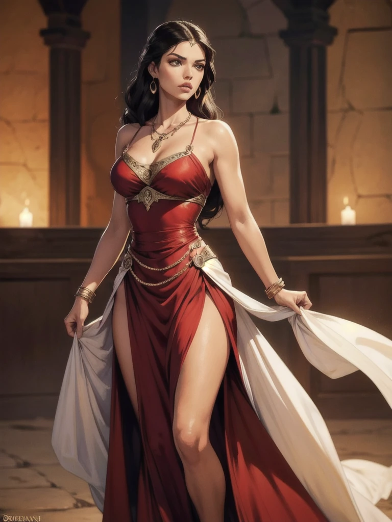 beautiful woman, Arianne Martell, game of thrones dress , , slender, silky, necklace, bangle, dornish dress, Spanish, game of thrones outfit, dornish, [[Adriana Lima]], [Sara Sampaio]
