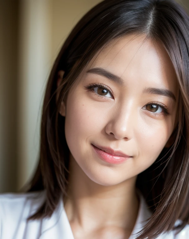 Highest quality, Face Focus, Soft Light, Ultra-high resolution, (Realistic:1.4), RAW Photos,
Japanese 30-year-old woman,Dimples, Gentle smile, (pupil, Light in your eyes), Beautiful face in every detail, (High resolution detail of human skin texture),Glowing Skin,Her long, fluffy hair reveals her forehead. The room is a sophisticated lemon color.,
Royal Blue Blouse