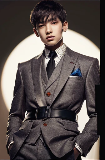a 13 year old male wearing a suit

BELT VISABLE 4K HIGH QUALITY DETAILED 