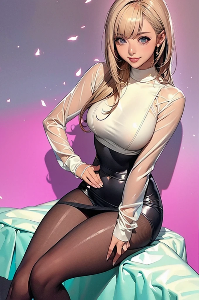 image quality:Highest Quality
Camera Focus: Blur the background
light:sidelight
person:20-year-old female,Gal model 、
Bright light、
Hairstyle: Short Blonde、Expression with bangs: The best smile、
Thin and delicate、Undersized bust、From head to toe、
See-through blouse、lim and beautiful legs、Thin thighs、pantyhose、pumps、
flowerpunk、Sparkling light particles、
Vivid gradient effect