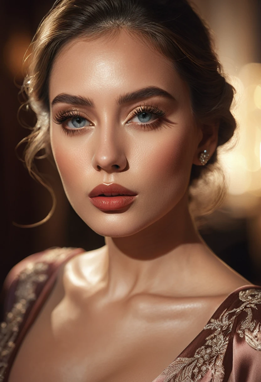 a woman changing clothes, beautiful detailed eyes, beautiful detailed lips, extremely detailed face, long eyelashes, elegant posing, cinematic lighting, dramatic shadows, high fashion, luxe silk dress, soft natural lighting, warm color palette, photorealistic, (best quality,4k,8k,highres,masterpiece:1.2),ultra-detailed,(realistic,photorealistic,photo-realistic:1.37)
