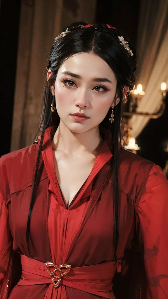 wuxia, Chinese clothes, hourglass figure, large breasts, big hips, masterpiece, best quality, ultra detailed, realistic